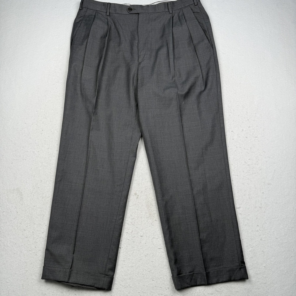 Zanella Dress Pants Mens Gray Pleated Cuffed Trouser Slacks Classic Office 36